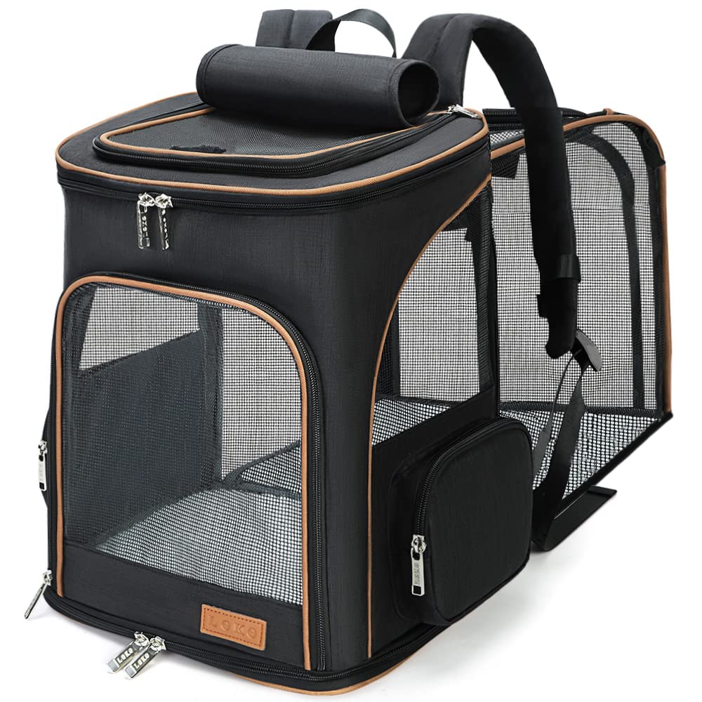 Large Cat Backpack Expandable Pet Carrier Backpack, Lekereise Dog Backpack Carrier for Small Dogs and Medium Cats, Grey