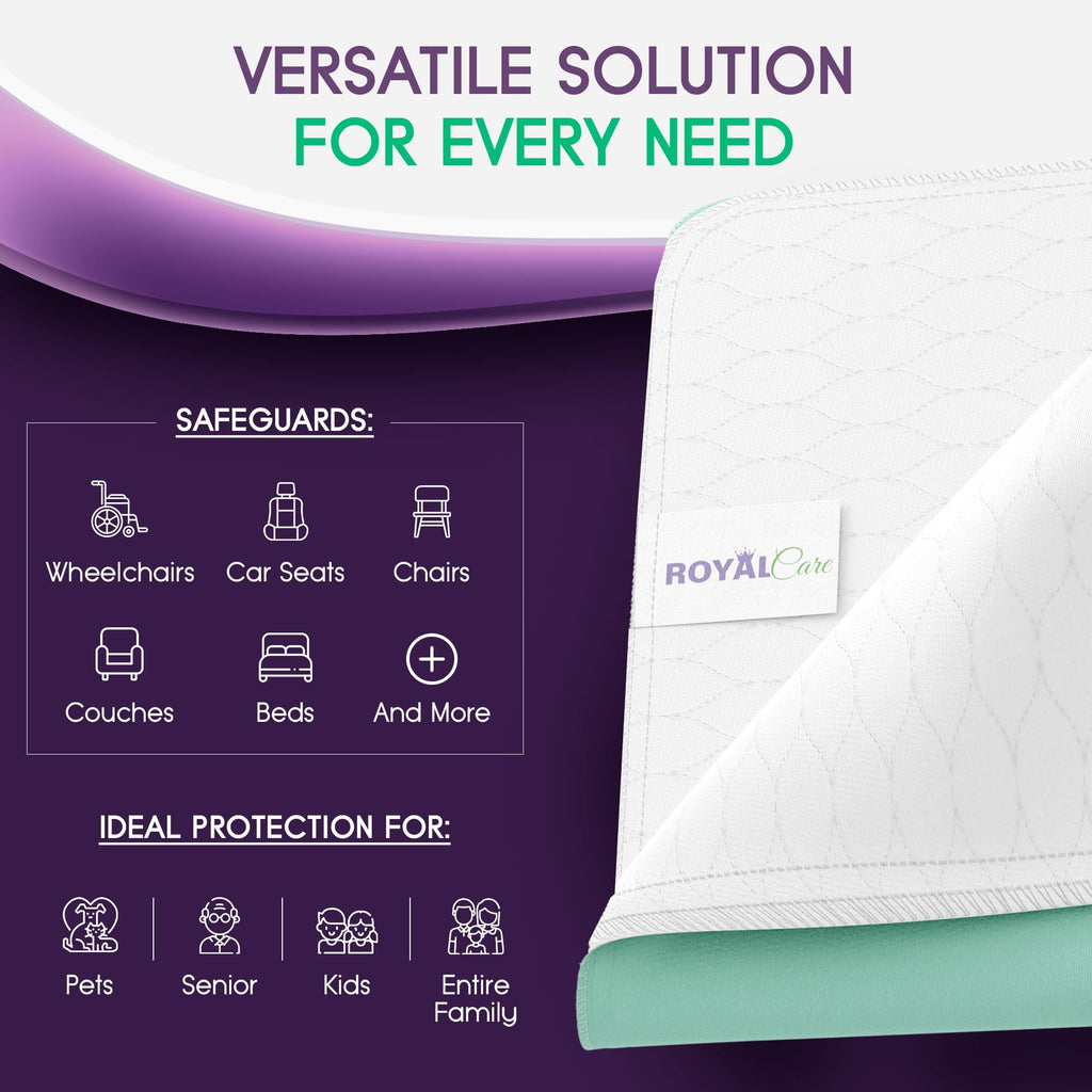 Incontinence Bed Pads - Big Size - Reusable Waterproof Underpad Chair, Sofa and Mattress Protectors - Highly Absorbent, Machine Washable - for Children, Pets and Seniors (36x72 (Pack of 1), Green)