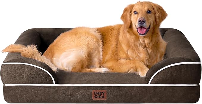 EHEYCIGA Orthopedic XXL Dog Bed, Waterproof Washable XL Big Pet Bed 48" — 44.0"l X 32.0"w X 6.5"th