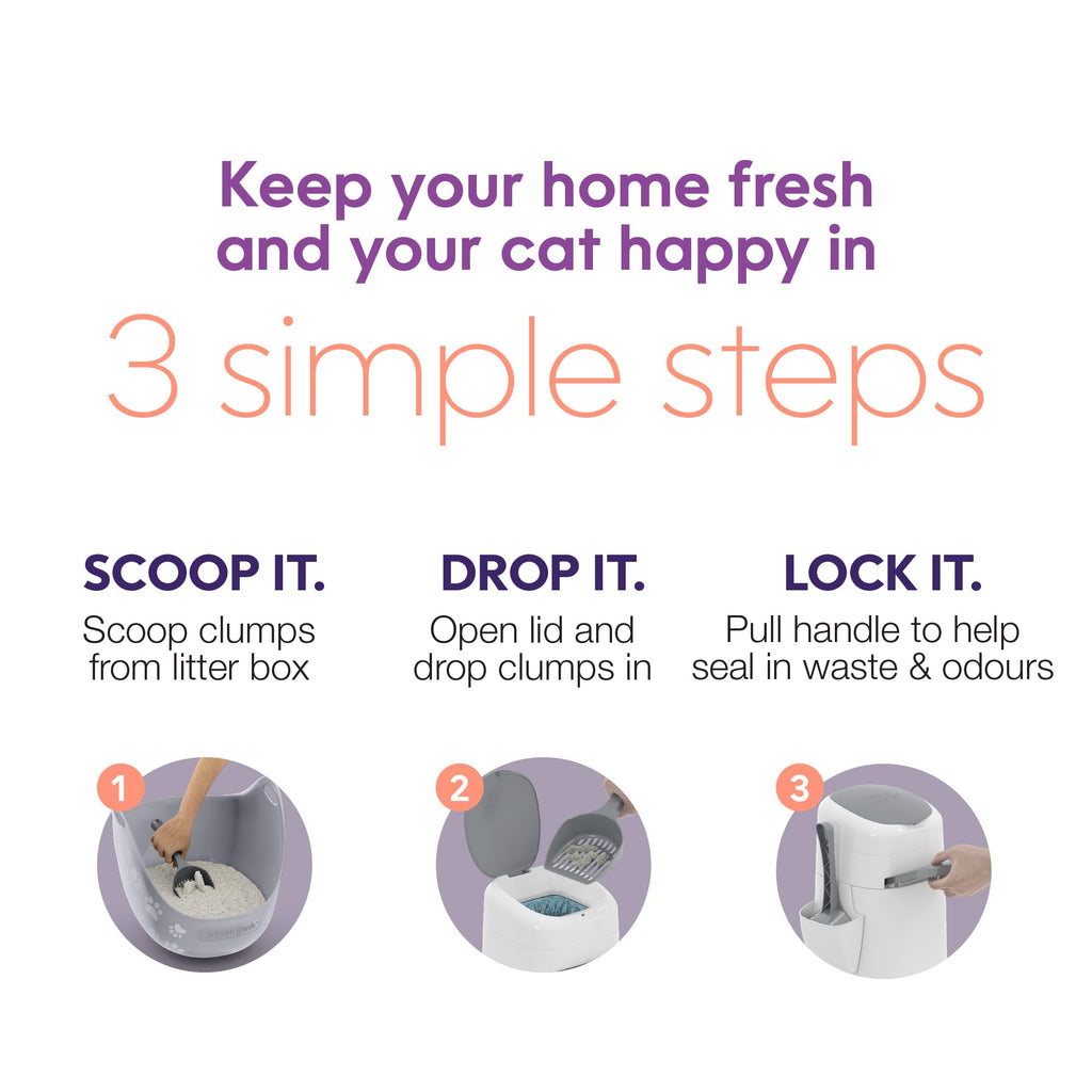 Litter Genie Style Cat Litter Disposal Pail with 14 ft Standard Refill