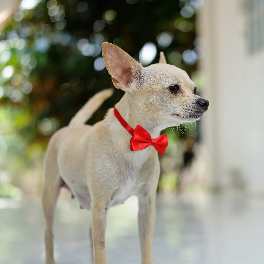 Black and Red Bow Tie for Dogs, KOOLMOX Red and Black Dog Bow with Adjustbale Dog Collar for Medium and Large Dogs Cats Pets Wedding Birthday Party Holiday New Year Cosutmes