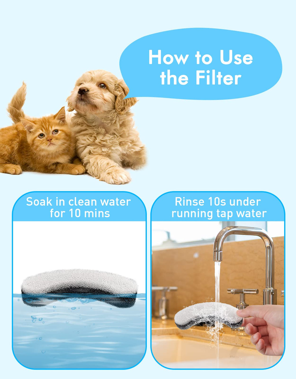NPET WF100 Cat Foutain, 54oz/1.6L Automatic Pet Water Fountain Dog Water Dispenser with 2 Flow Modes, Bottom Suction LED Light Quiet Pump for for Cats & Small Dogs
