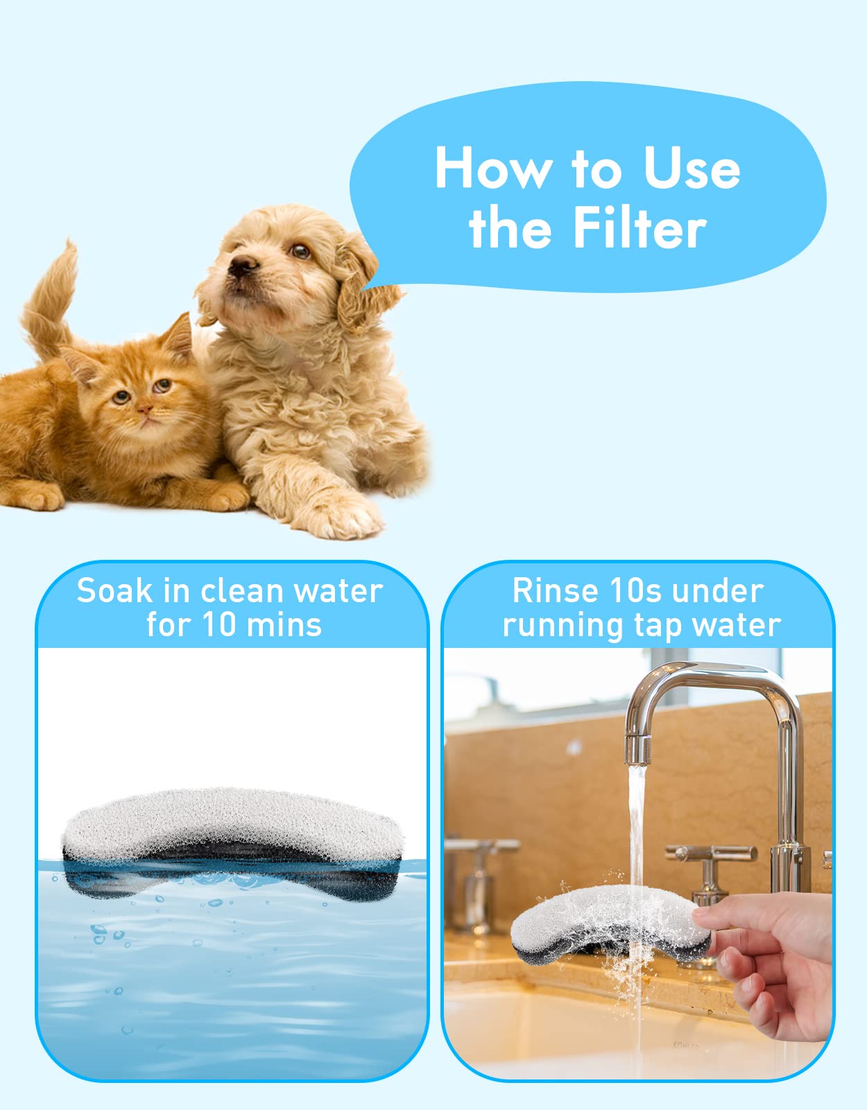 NPET WF100 Cat Foutain, 54oz/1.6L Automatic Pet Water Fountain Dog Water Dispenser with 2 Flow Modes, Bottom Suction LED Light Quiet Pump for for Cats & Small Dogs