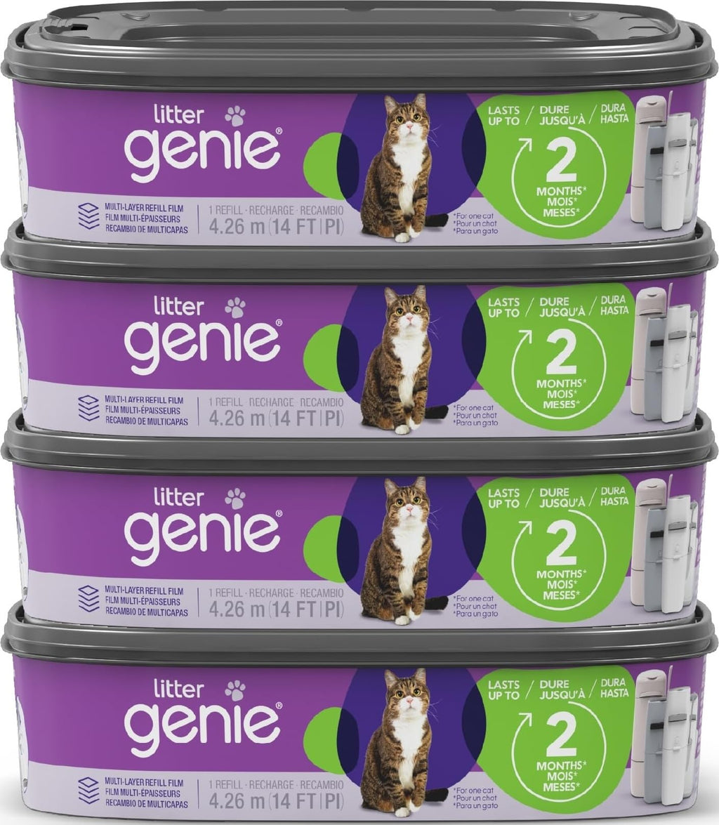 Litter Genie Standard Square Refill Bags, 4-Pack, 56 ft of Continuous Film