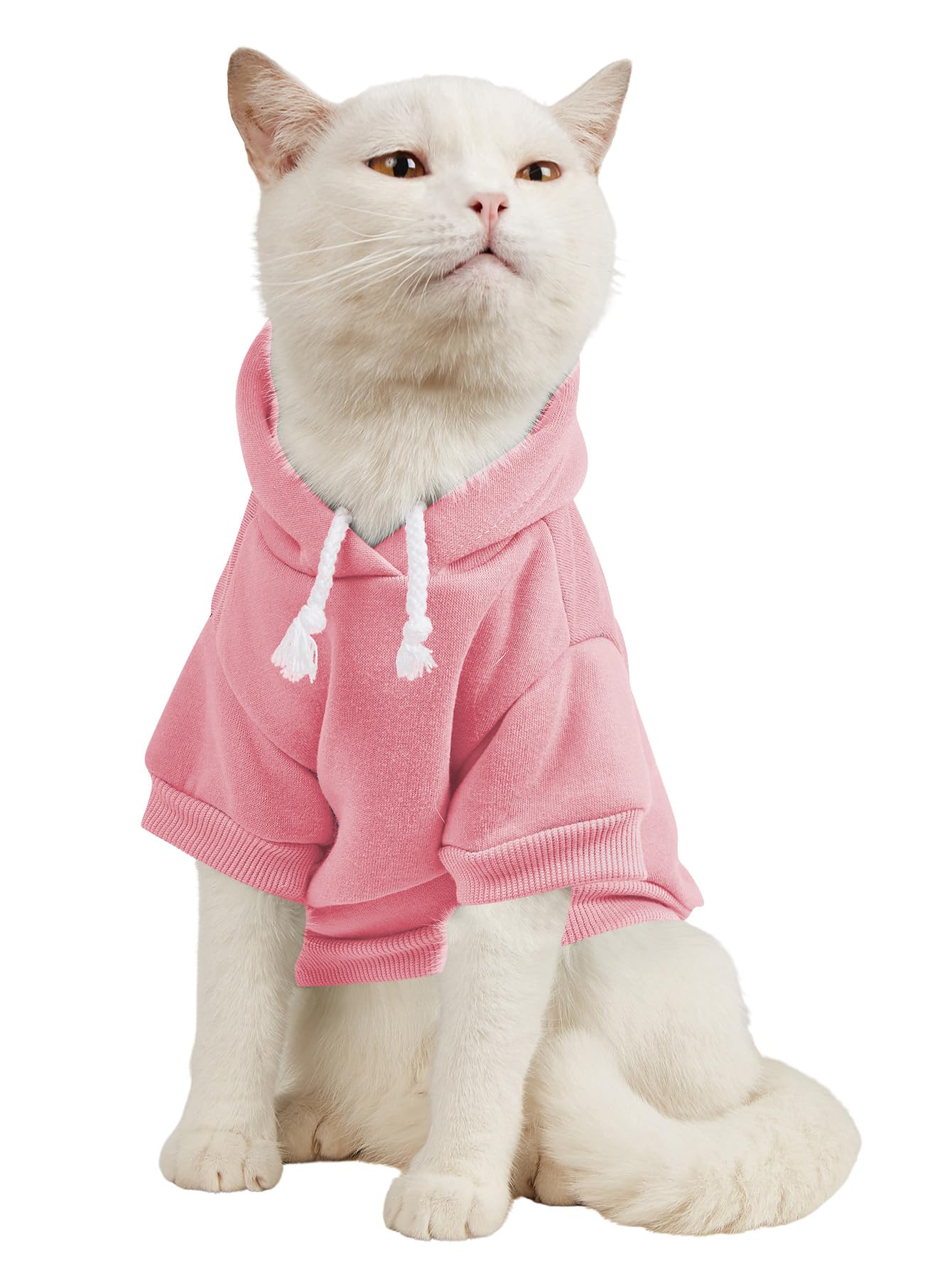 QWINEE Basic Dog Hoodie Sweatshirt Puppy Sweater Warm Cat Costumes Pet Clothes for Chihuahua Puppy Kitten Small Medium Dogs Light Pink X-Small