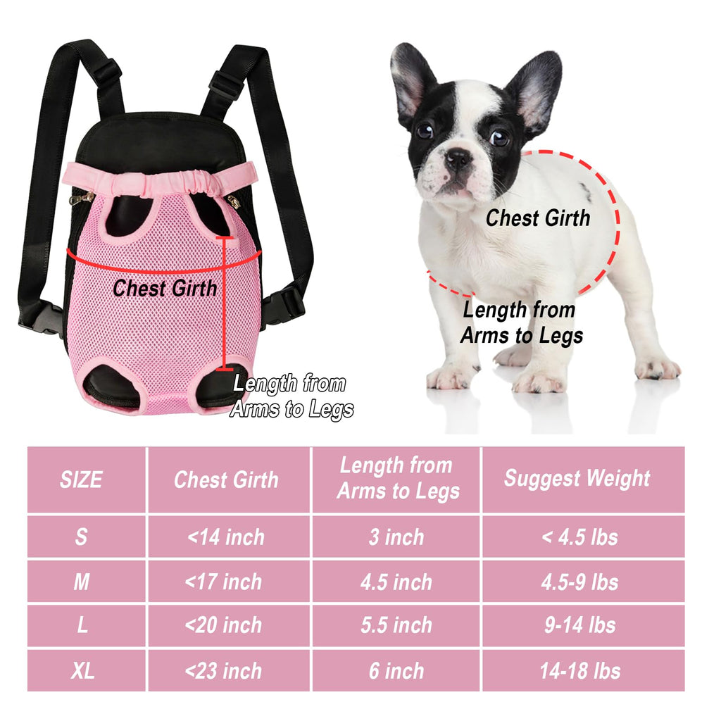 FEimaX Dog Carrier Backpack Pet Legs Out Front Cat Travel Bag, Adjustable Puppy Backpacks Carriers Hands-Free for Small Medium Dogs Cats Hiking Traveling Camping Daily Walking