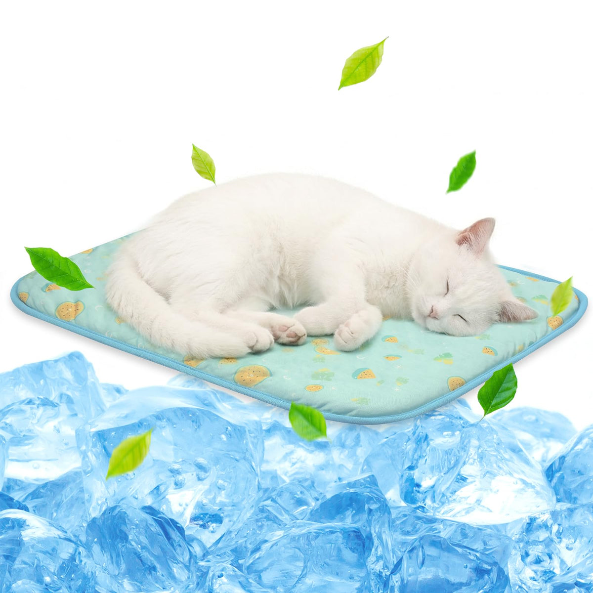 NWK Pet Cooling Mat Q-Max>0.345 Fabric for Dogs & Cats (Purple Fish, Large)