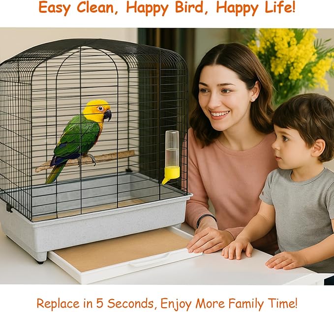 OVESD 30PCS Bird Cage Liners - 13.8x13.8 Inch Leak-Proof Disposable Tray Pads for Parrots, Parakeets, Cockatiels, Lovebirds | Easy-Clean Cage Bottom Paper | Customizable Size
