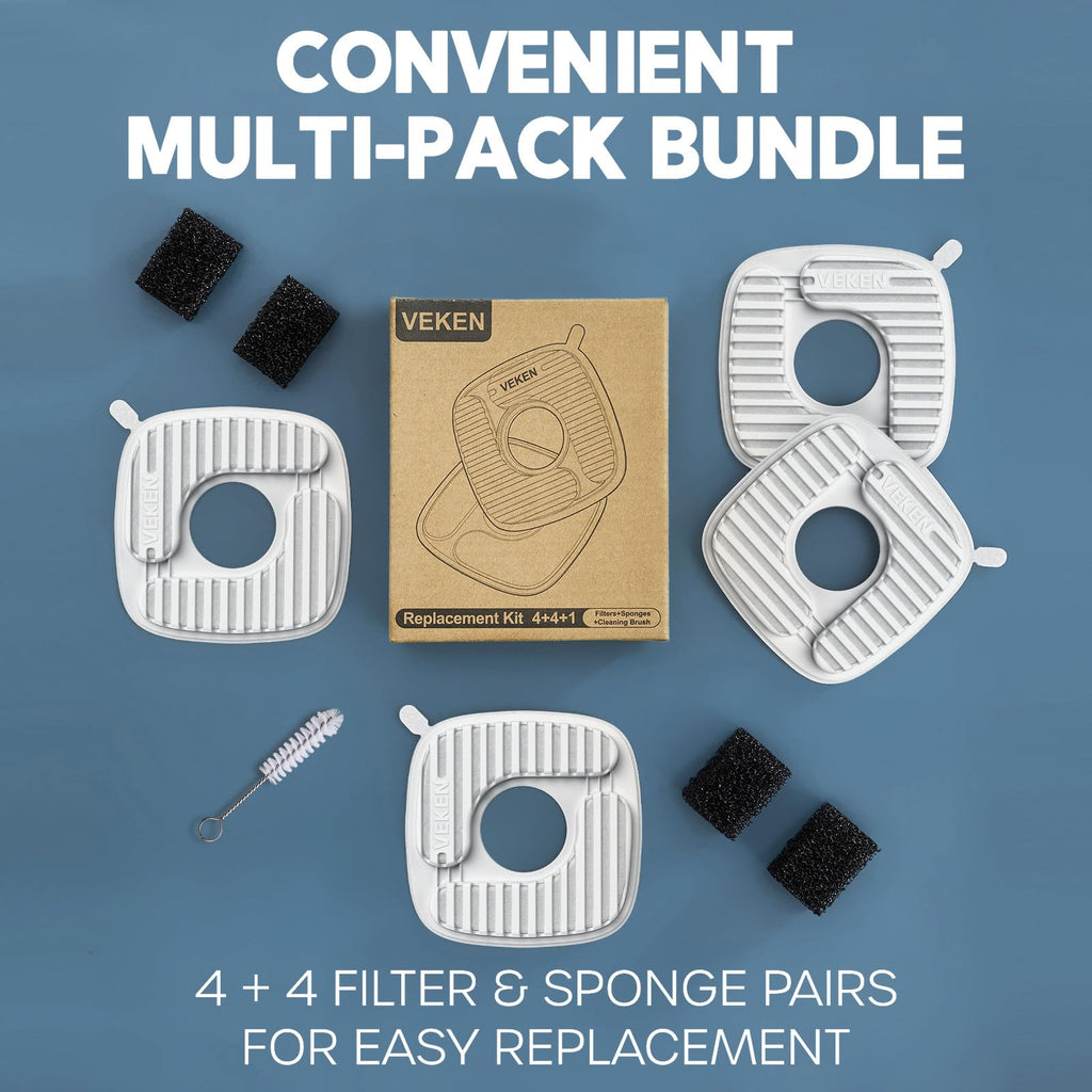 Veken PP Housing Cat Water Fountain Filters, F1, 4 Pack Replacement Filters