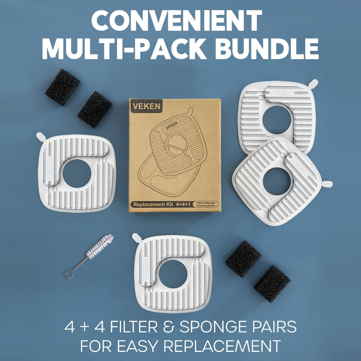 Veken PP Housing Cat Water Fountain Filters, F1, 4 Pack Replacement Filters