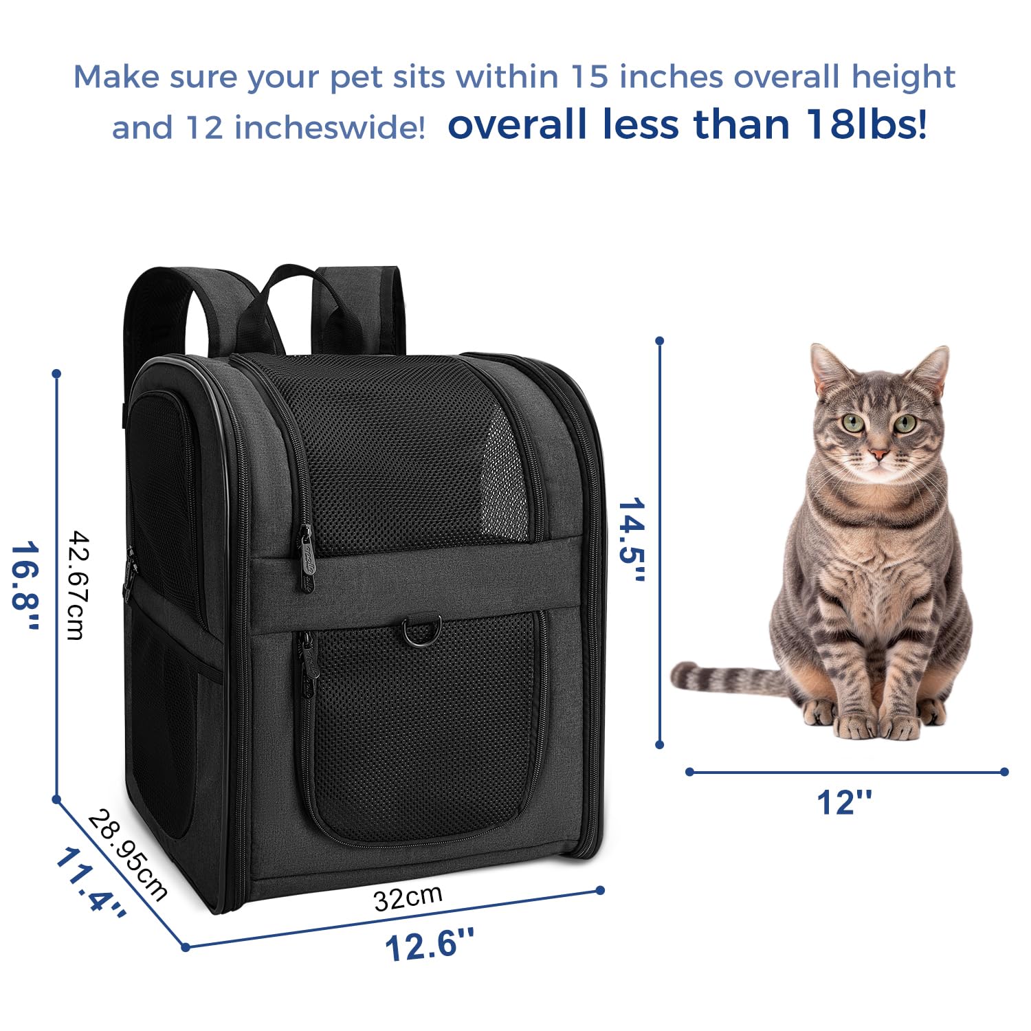 Apollo Walker Cat Carrier Backpack for Small Dogs and Cats Up to 18 lb
