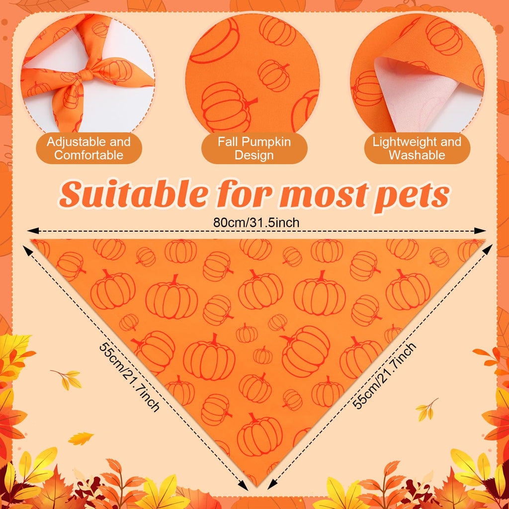 Abbylike 50 Pcs Fall Dog Bandanas Bulk, Autumn Harvest Pumpkin Pattern