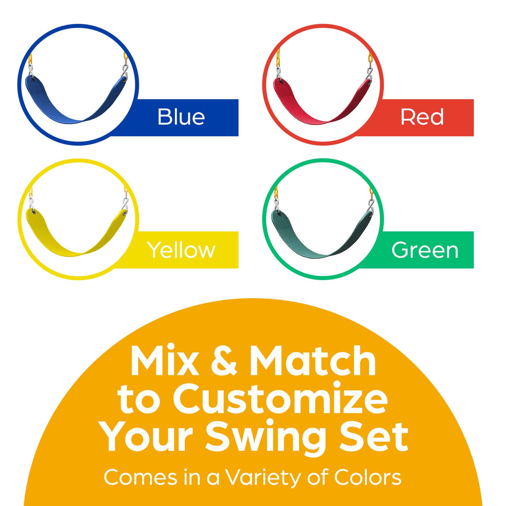 Jungle Gym Kingdom Swing for Outdoor Swing Set - Swing Seat Replacement Kit with Heavy Duty Chains - Backyard Swingset Playground Accessories for Kids - Yellow, 1 Pack