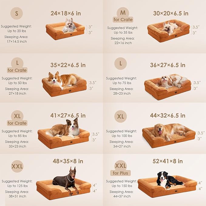EHEYCIGA Orthopedic Dog Bed Medium Size Dog, Waterproof Washable Pet Beds