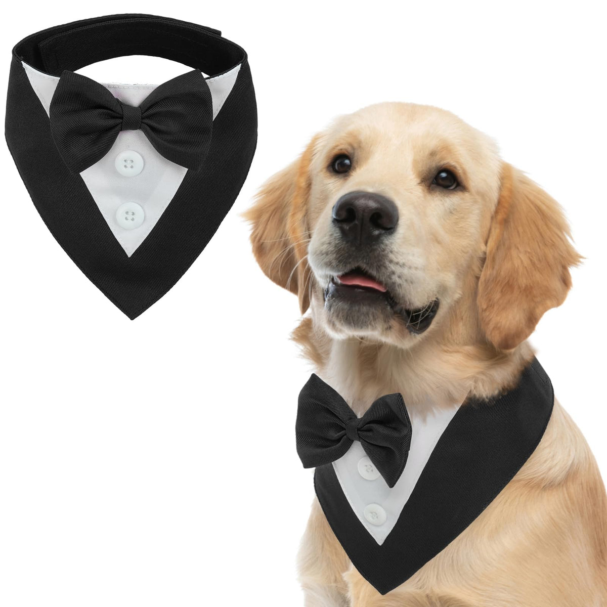 FUAMEY Dog Tuxedo for Large Dogs Suit Bandana Wedding Outfit Bow Tie Collar