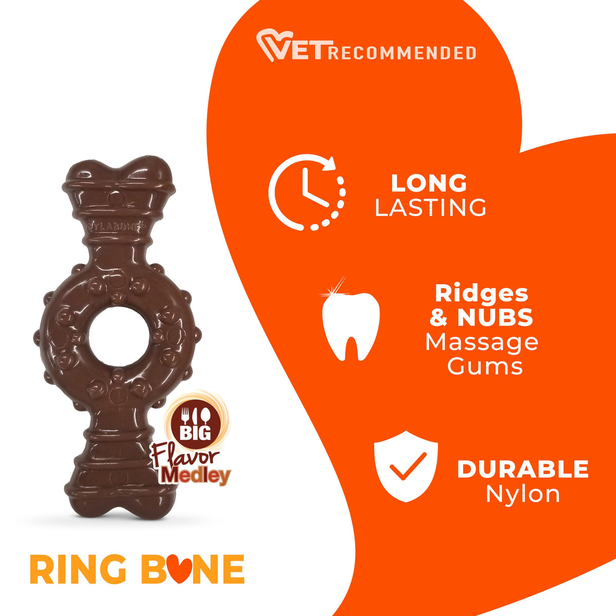 Nylabone Power Chew Ring Bone Dog Chew Toy, Flavor Medley, X-Small