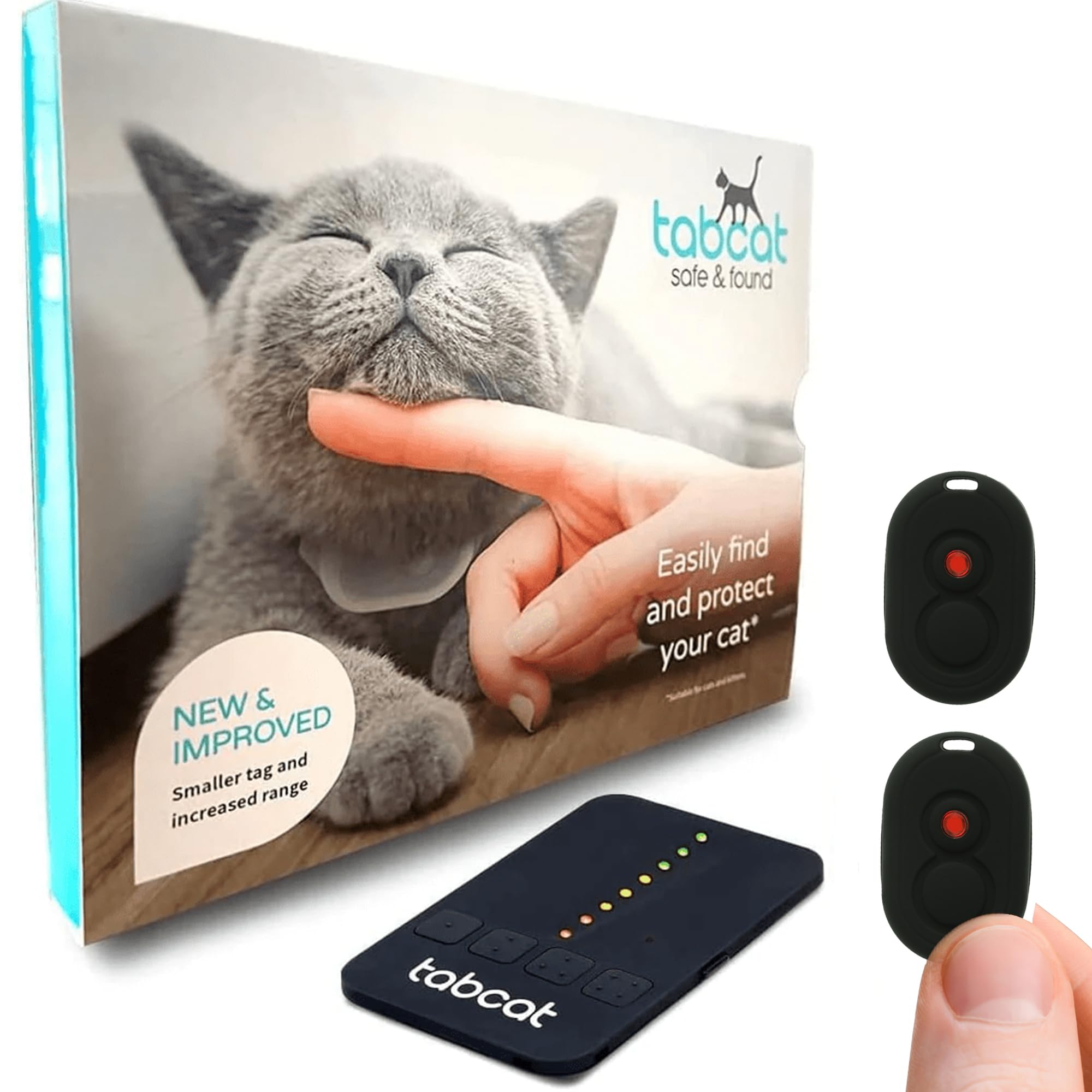 Tabcat V2 Cat & Kitten Tracker - More Accurate Than GPS - No Monthly Fee or Subscription - Includes 2 Homing Tags - Up to 150m Range - Small & Lightweight Tags Perfect to Find Indoor & Outdoor Cats