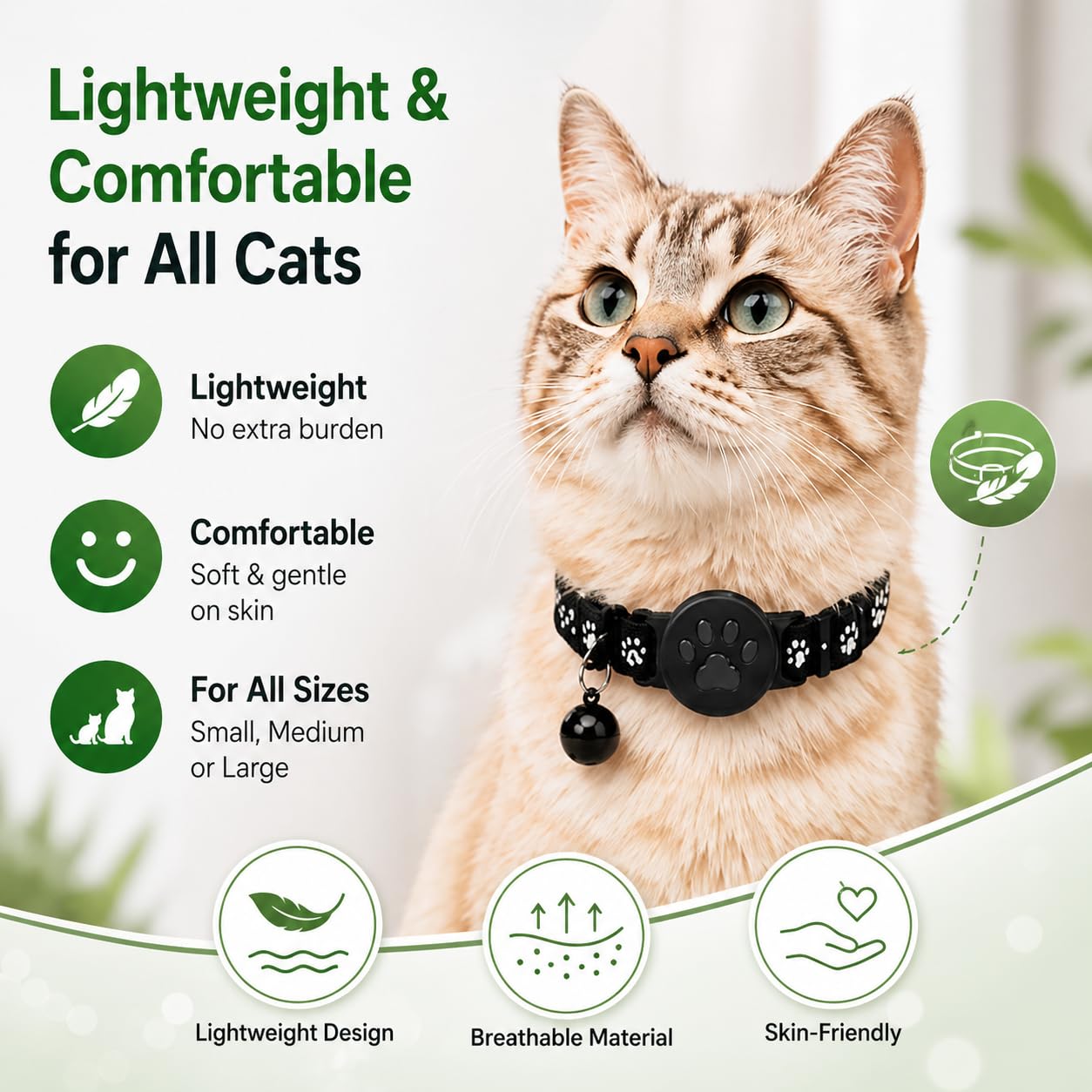 Pet Tracker,GPS Collar for Cats,Smart tag,Waterproof Compatible with Find My,No Monthly Fee,Advanced Tracking Solution Smart Collar for Pet Safety Ideal Small Large Cats(Android User)