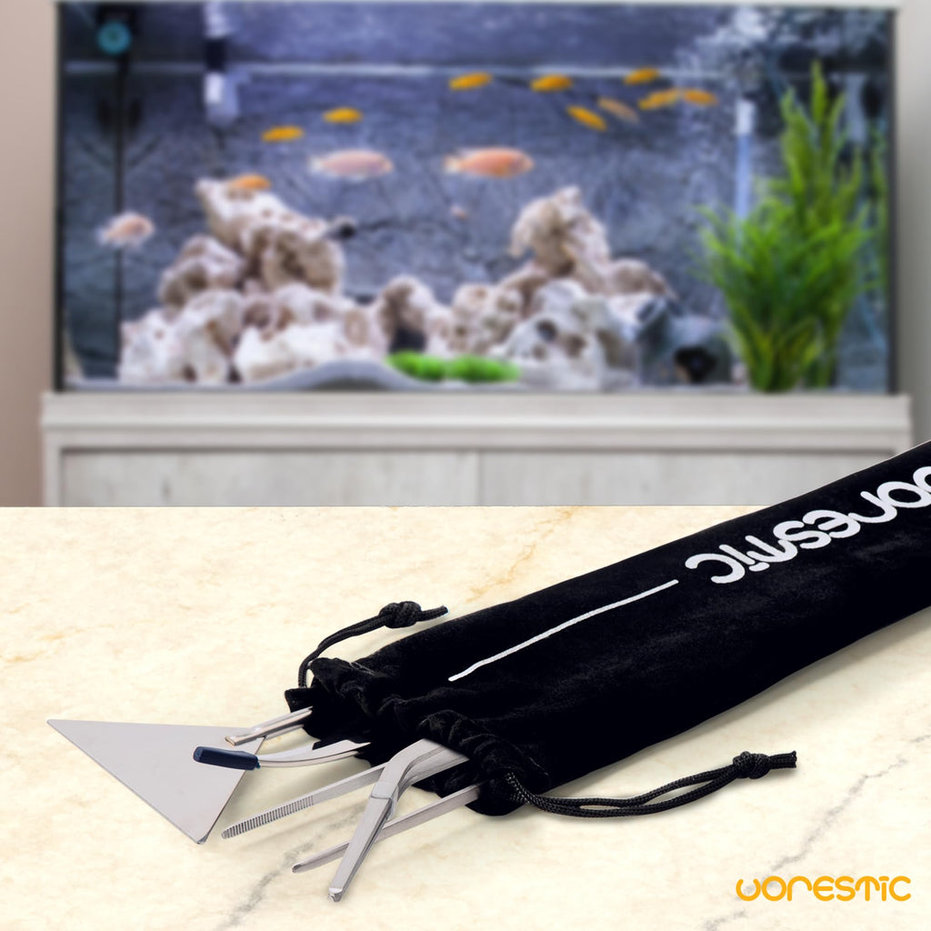 VORESTIC 4Pcs Aquascaping Tools, Stainless Steel Aquarium Tweezers, Scissors and Spatula - Aquascape Tools Set for Trimming, Maintenance