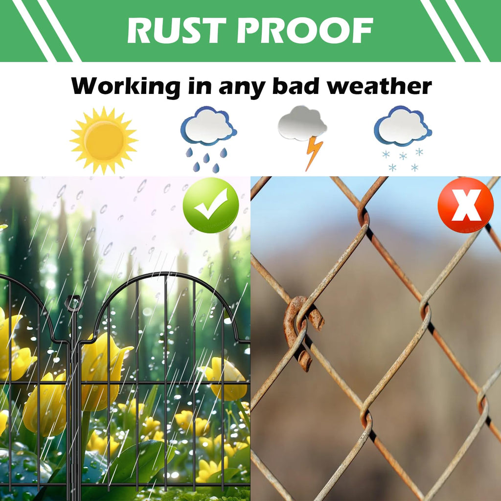 Blingluck Decorative Garden Fence, 17in(H) x 10.8ft(L), with Ground Stake