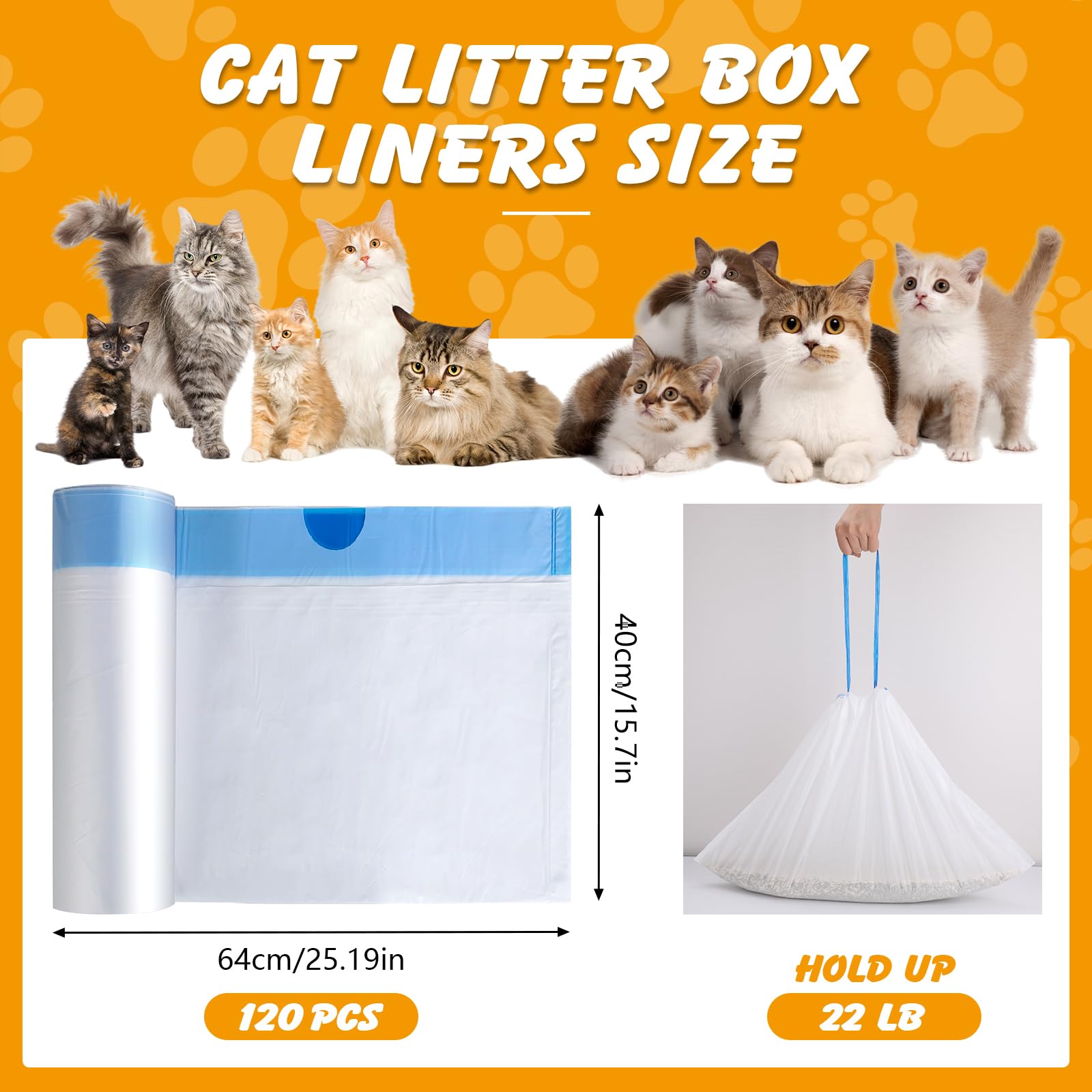 120 Cat Litter Bags Compatible with Litter Robot 3/4/5