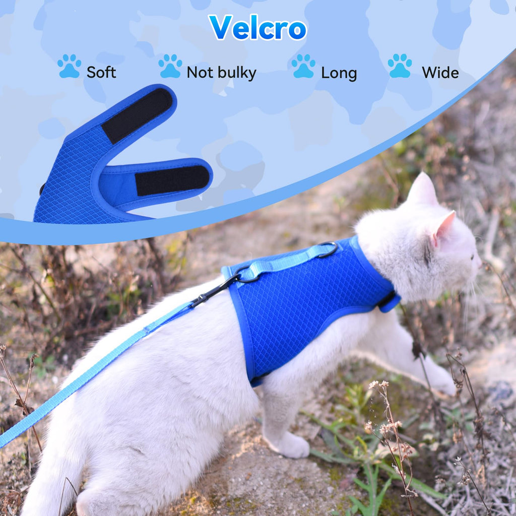 Cat Harness and Leash Set for Walking Escape Proof, Blue, X-Small