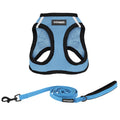 Best Pet Supplies Voyager Step-in Air All Weather Mesh Harness and Reflective Dog 5ft Leash Combo with Neoprene Handle, for Small, Medium and Large Breed Puppies - Baby Blue/Black Trim, X-Small