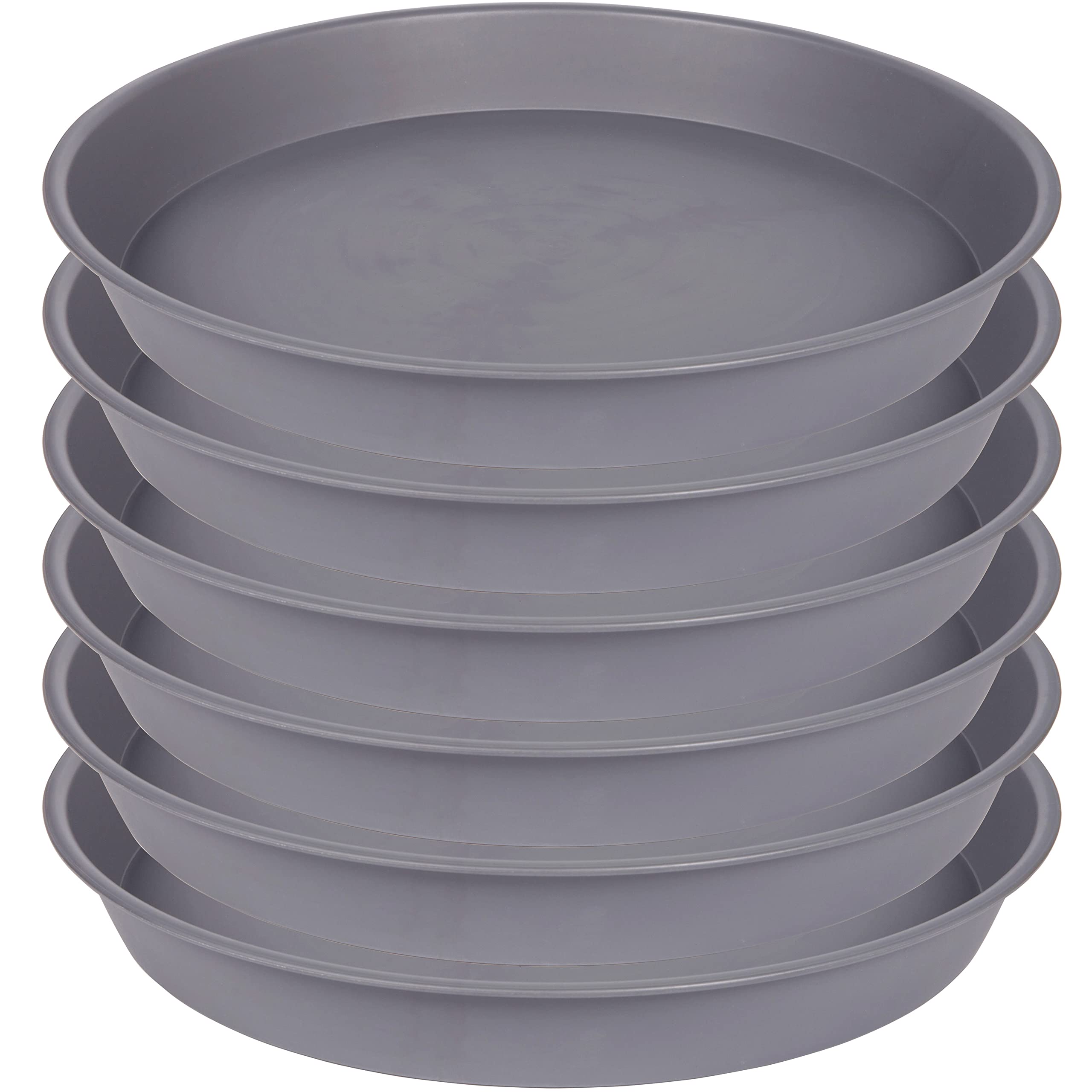 Bleuhome 2 Pack of 10 inch Plant Saucer Gray, Heavy Duty Plastic Plant Saucer 10 inch Round, Durable Plant Tray for Pots, Plant Saucers for Indoors, Plant Trays for Planter 9"/10" (10", Cement)
