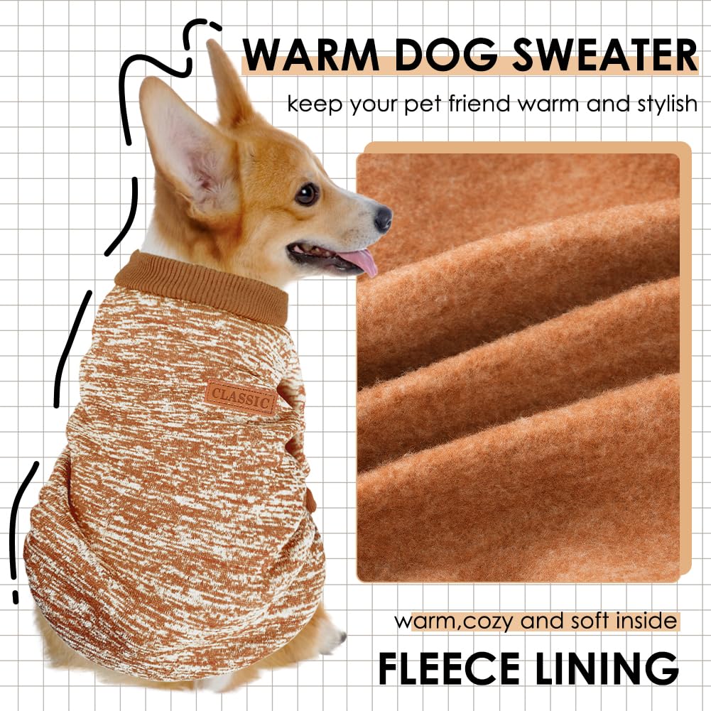 3 Pack Dog Sweaters for Small Dogs Girl Boy Winter Fleece Clothes Warm Soft Dog Sweatshirt Outfit for Dogs Cats Pet Apparel