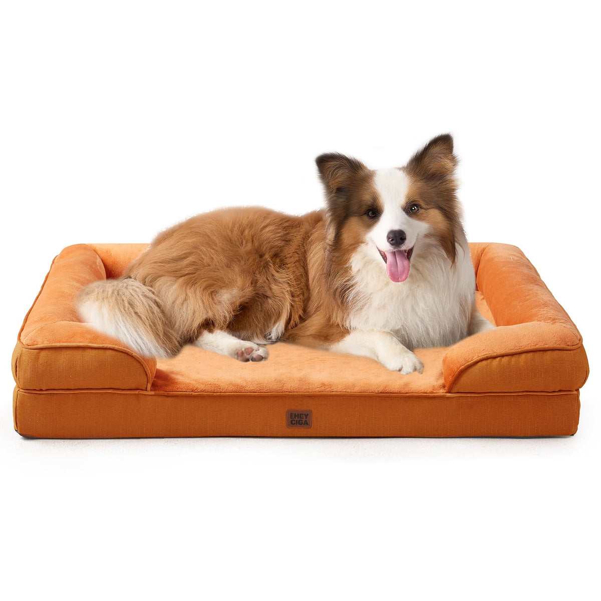 EHEYCIGA Orthopedic Dog Beds for Large Dogs, Waterproof Memory Foam Large Dog Bed with Sides, Non-Slip Bottom and Egg-Crate Foam Pet Couch Bed with Washable Removable Cover, Grey