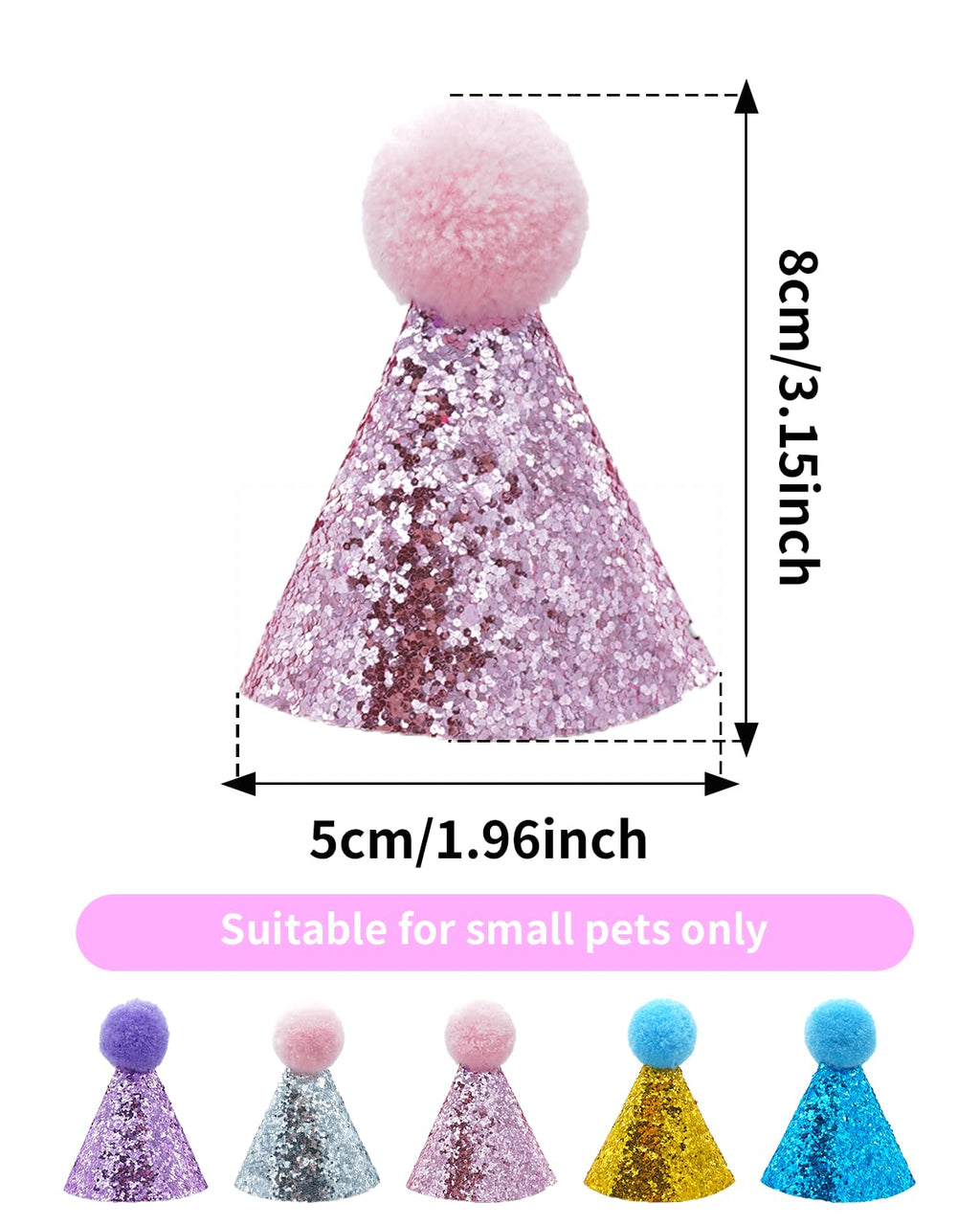 PET SHOW 5 Pack Mini Small Dog Hats Puppy Birthday Party Hats Cats Adjustable Holiday Hats Headband Kitten Hats Pet Grooming Costume Accessories