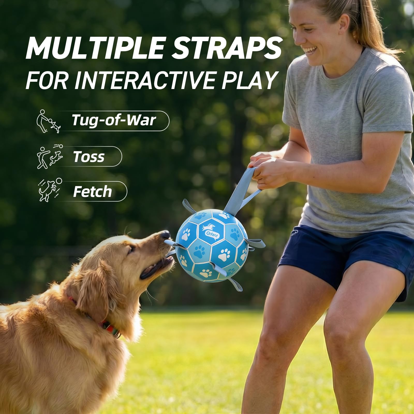 QDAN Dog Soccer Balls Toys: Premium Dog Soccer Ball with Straps, Outdoor Dog Toys, Pet Training Soccer for Medium Large (7 Inch)