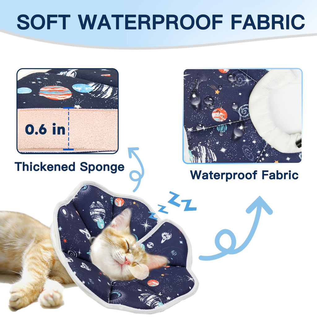 Cat Cone Collar Soft, Waterproof Cat Recovery Collar After Surgery, Adjustable Pet Donut Collar, Safety Elizabethan Collar to Prevent Licking Wounds for Kittens, Pet Cone Alternative