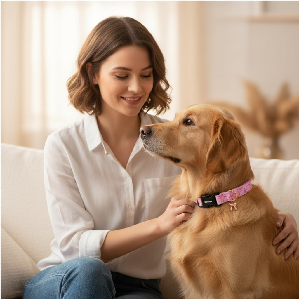 Astdogio Extra Small Dog Collar, Girl Boy Dog Collars with Bow Pattern, Adjustable Cotton Pink Dog Collar for Puppy, Cute Holiday Collars for Dogs, Ideal for Gifts,Pet Accessory,Daily Walk-XS