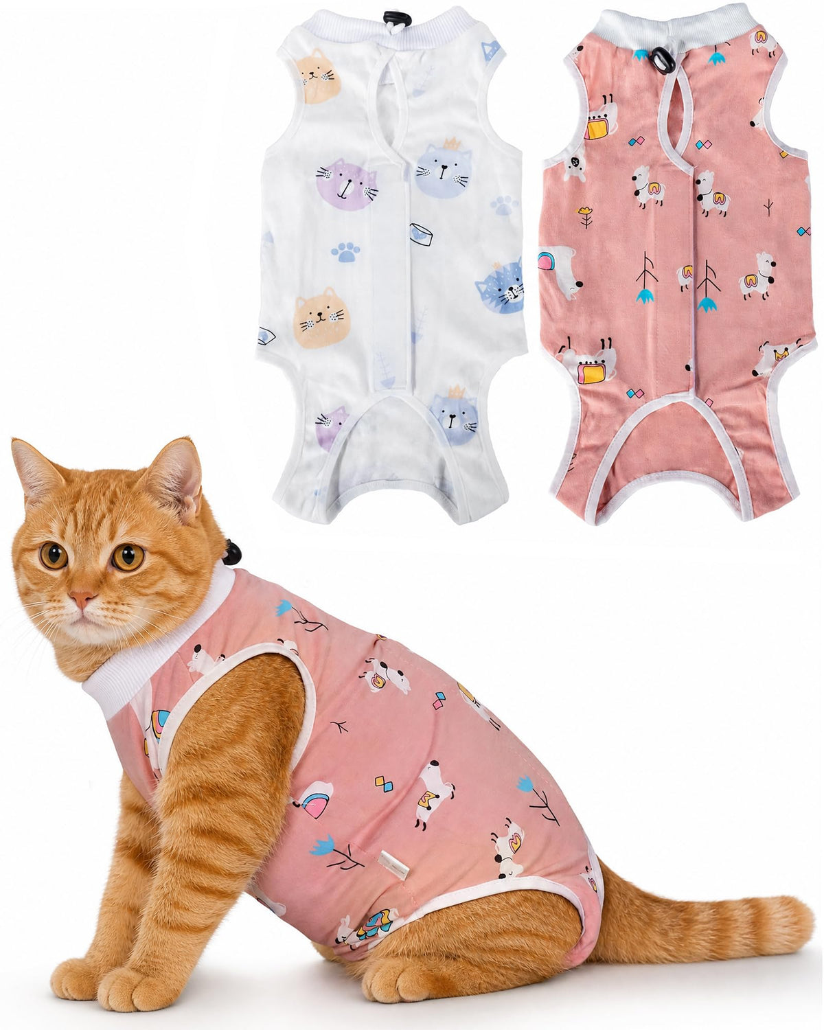 ANWA 2 Pack Cat Recovery Suit Female, Breathable Cat Surgery Recovery Suits