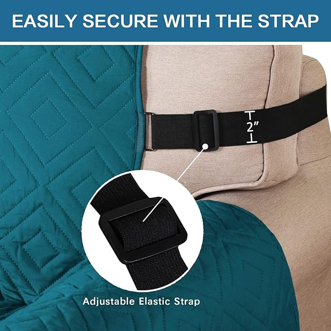 H.VERSAILTEX Reversible Sofa Slipcover Furniture Protector Water Resistant 2" Elastic Straps Sofa Cover Couch Covers Pets Kid Fit Sitting Width Up to 78" (Oversized Sofa: 86" x 132", Dark Teal/Beige)