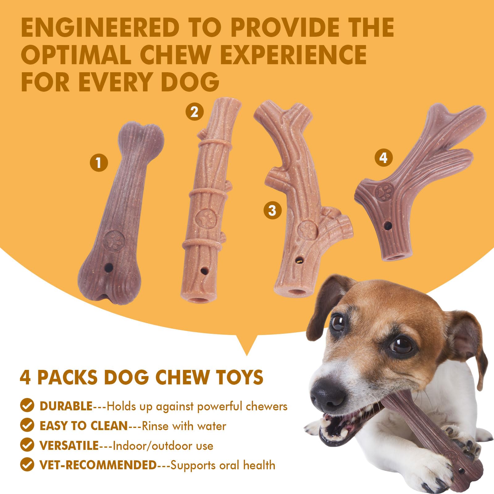 4 Pack Durable Dog Chew Toys for Aggressive Chewers-Puppy Teething Toys, Long-Lasting Dog Bones for Small & Medium Breeds-Indestructible Chew Toys for Dogs to Keep Them Busy & Support Dental Health
