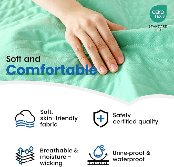 Noovirum® Chuck Pads Washable - 34"x52"(Pack of 4) - Reusable Bed Underpads for Adults - Chux Pads for Incontinence - Heavy Absorbency Waterproof Mattress Protector for Elderly, Bedwetting, Postpartum