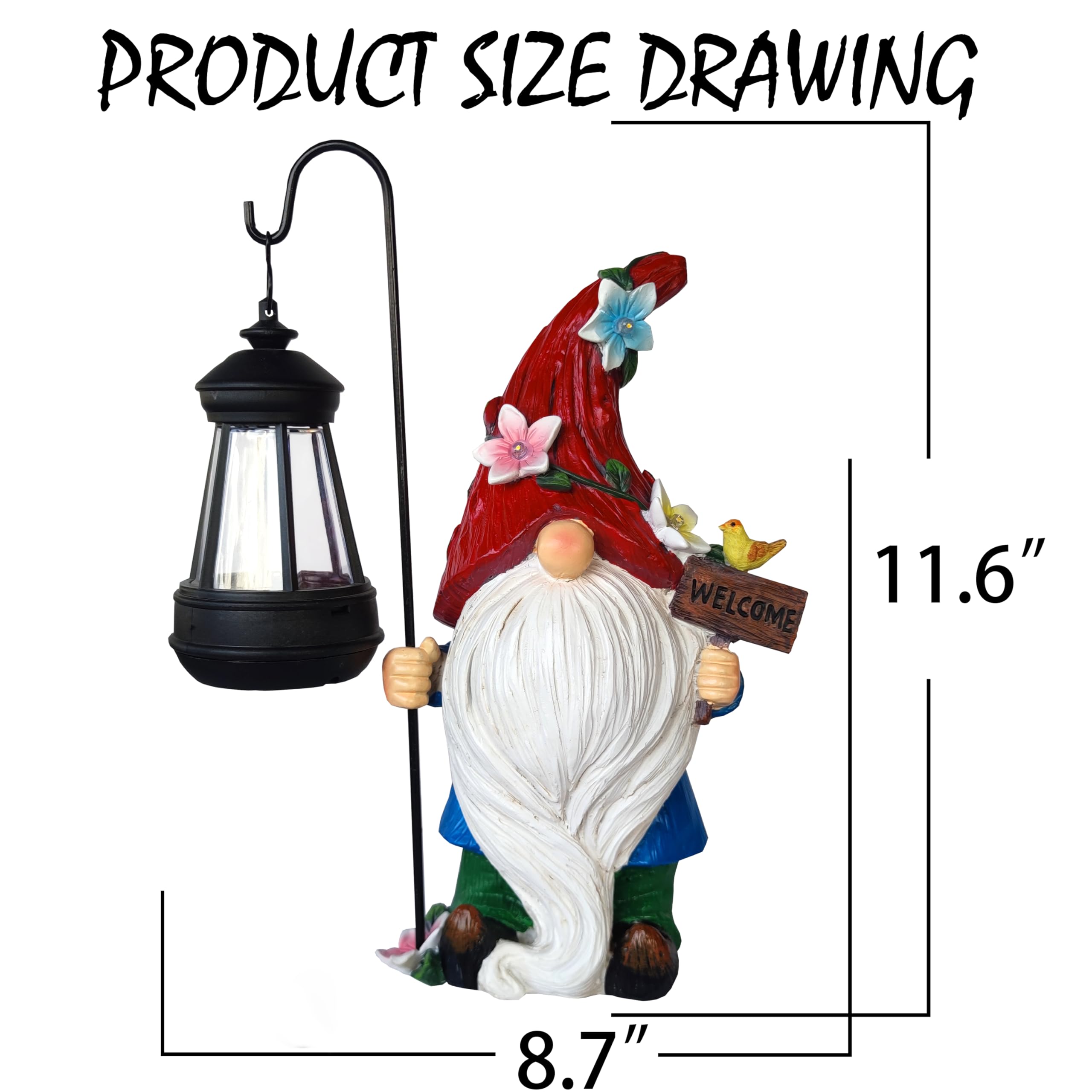 RCTTICUU Solar Garden Gnomes Statue with Succulent and LED Lights - Solar Lantern Gnomes Decorations for Yard Outdoor gnome Decorations for Garden, Patio Gnome Gifts for Mom