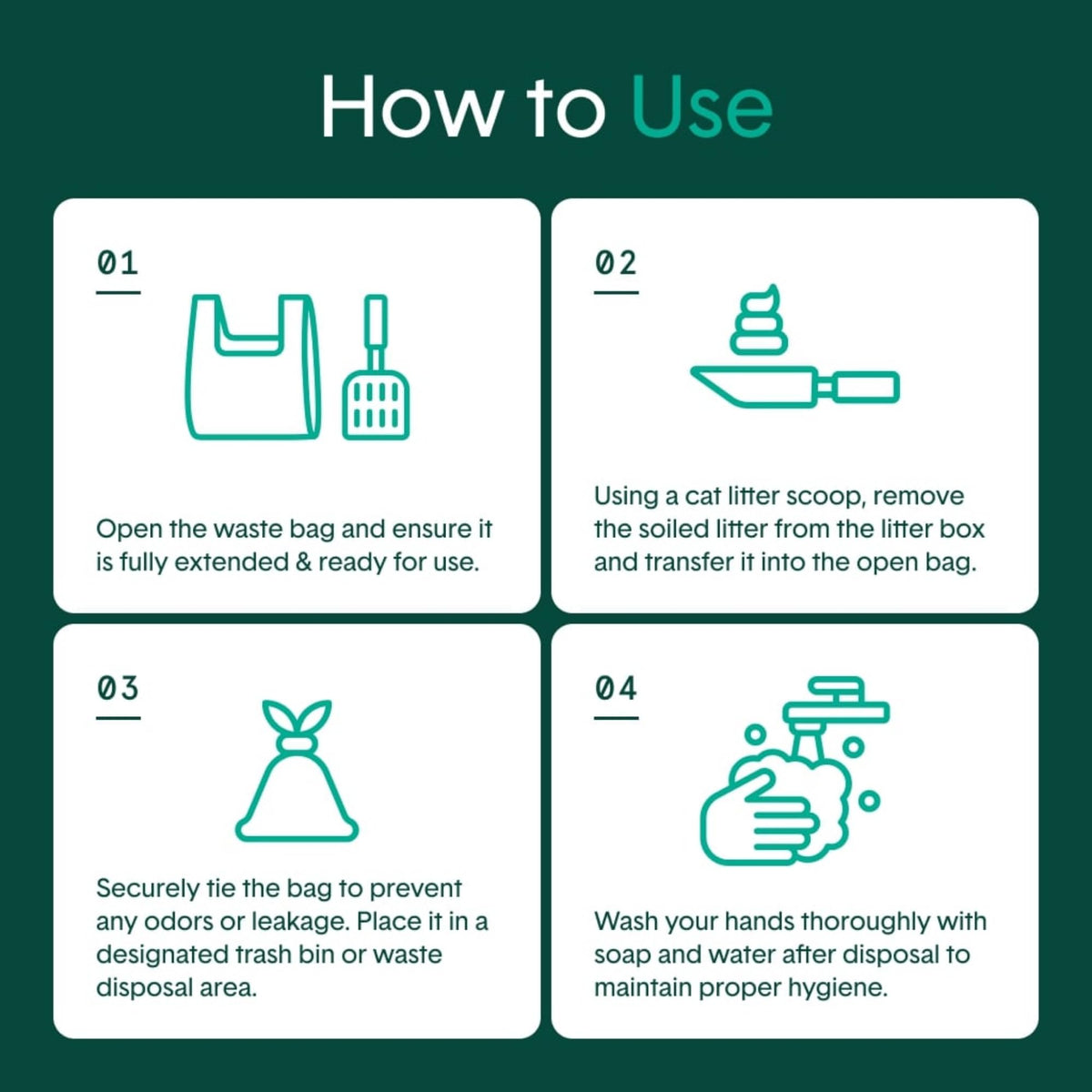 Boxie Sustainable Scoop & Tie Pet Waste Bags, 120 Count, Leak-Proof, Easy-to-Tie Handles, Eco-Friendly, Odor Control, EPI Technology, Durable for Cat Litter & Dog Waste