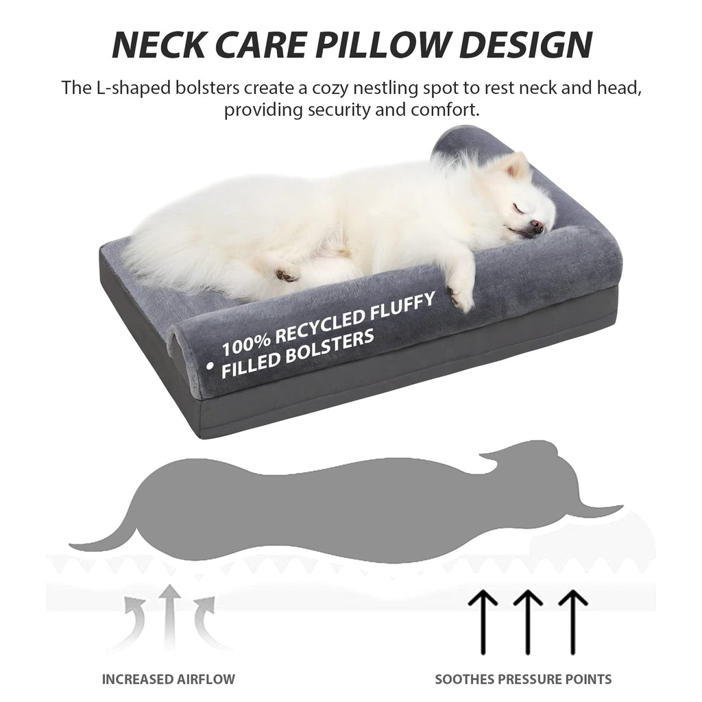 KSIIA Orthopedic Dog Bed - Waterproof Dog Couch Bed with Egg Crate Foam & Nonskid Bottom, 30 x 20 Inch, Gray