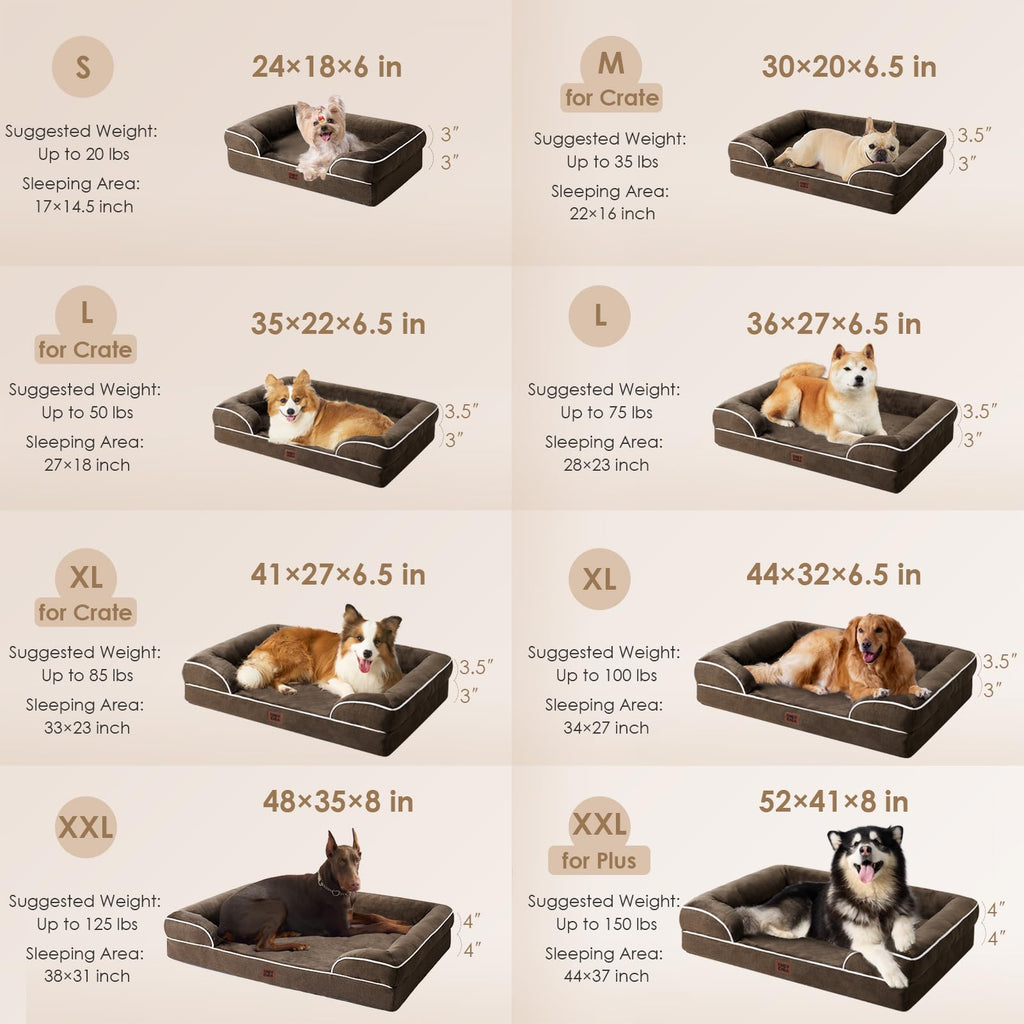 EHEYCIGA Orthopedic Dog Beds Large Sized Dog, Waterproof Washable Pet Bed