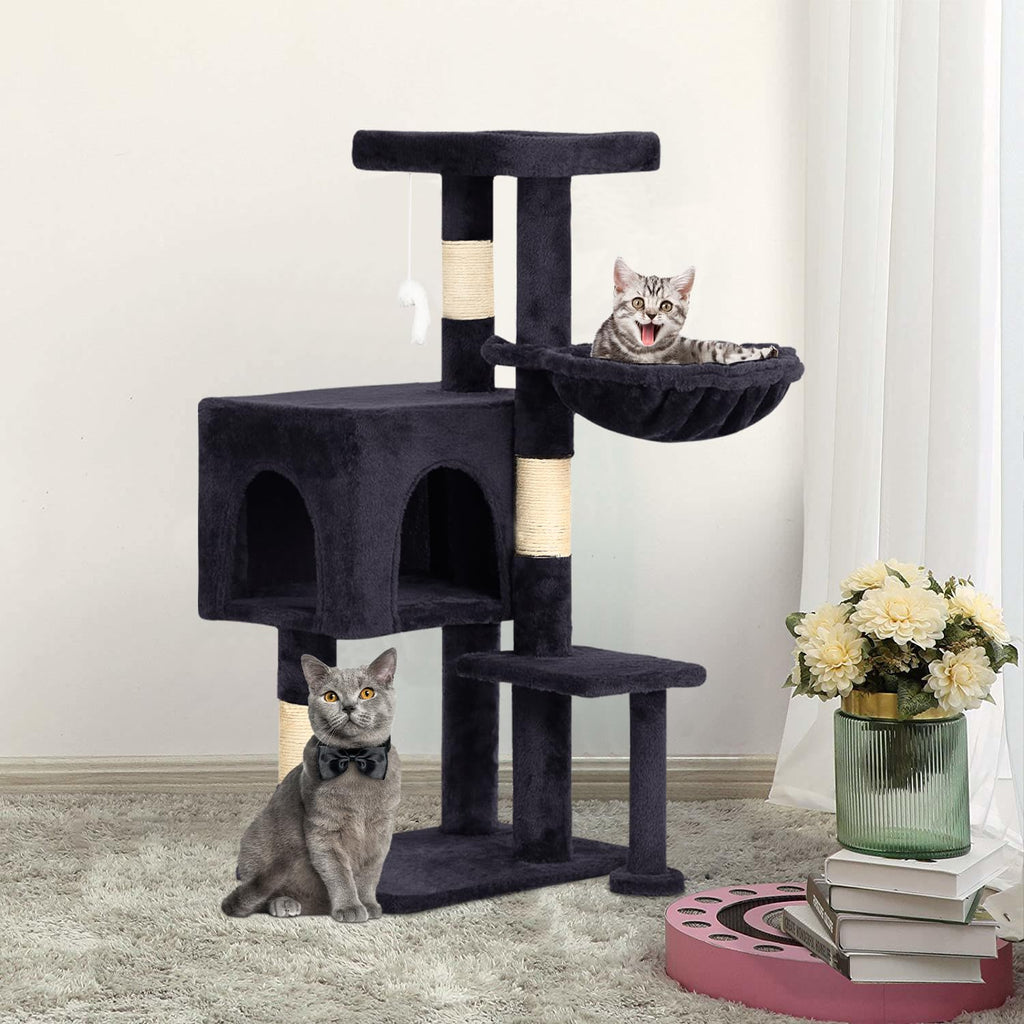 BestPet | 37" Cat Tree Tower | Dark Gray | Sturdy Multi-Level Cat Tree