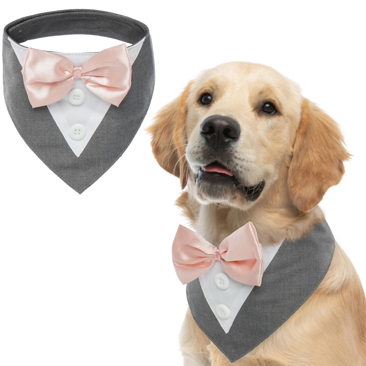 FUAMEY Dog Tuxedo for Large Dogs Suit Bandana Wedding Outfit Bow Tie Collar