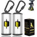 Metal Dog Poop Bag Holder 2-Pack w/Leash Clip|Durable Scratch-Resistant Aluminum|30 Bags+6 Accessories（Silver）