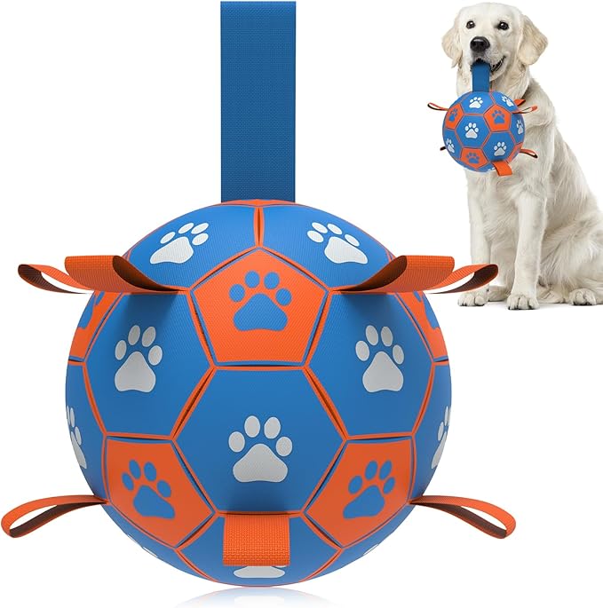 QDAN Small Dog Toys, Outdoor Indoor Toys to Keep Them Busy, Dog Soccer Ball