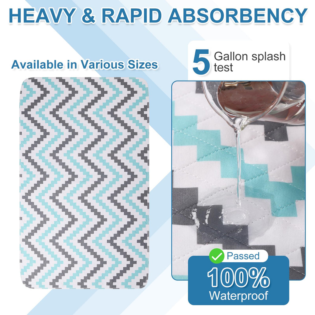 OUTCREATOR® Washable Bed Pads 34" x 56" (Pack of 2), Incontinence Mattress Protector, Anti-Slip Waterproof Underpads for Adults Kids Elderly Pets, Absorbency & Reusable Bedwetting Pads (Wave)