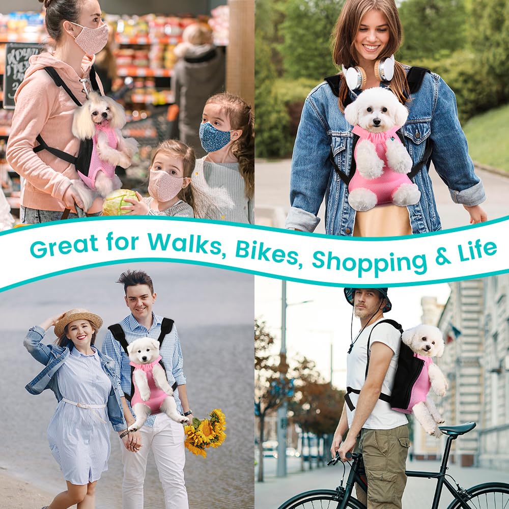 Mosago Dog Backpack Carrier, Front Chest Carrier for Small Dogs, Pink, XL
