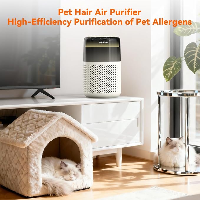 AIRROMI HEPA Air Purifier for Bedroom&Home,Pet Air Purifier for Home Pets,Removes Pet Odor,Cat Litter Smell,Dust,Smoke&Allergies,Quiet Room Air Purifier with Scents,360°Air Cleaner,A2005 Pink