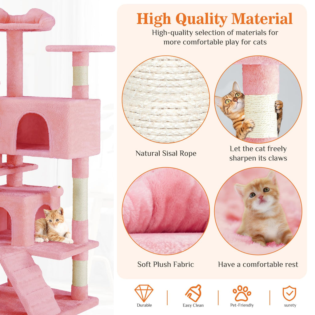 Sweetcrispy 54-inch Cat Tree Tower with Scratching Posts, Indoor Use